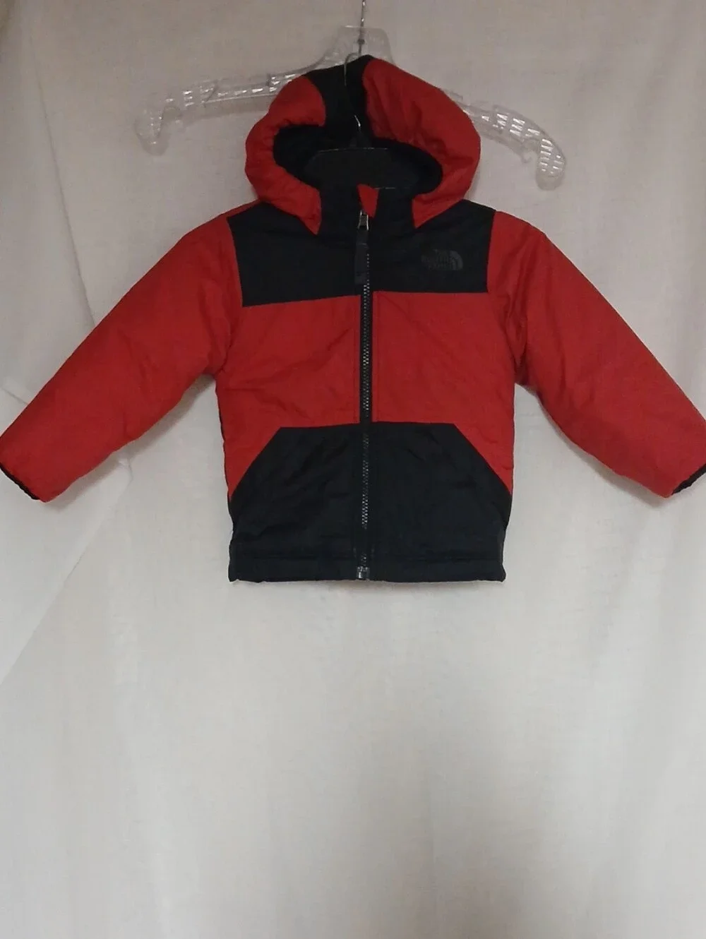 The North Face Red and Black Kids Hooded Puffer- Reversible
